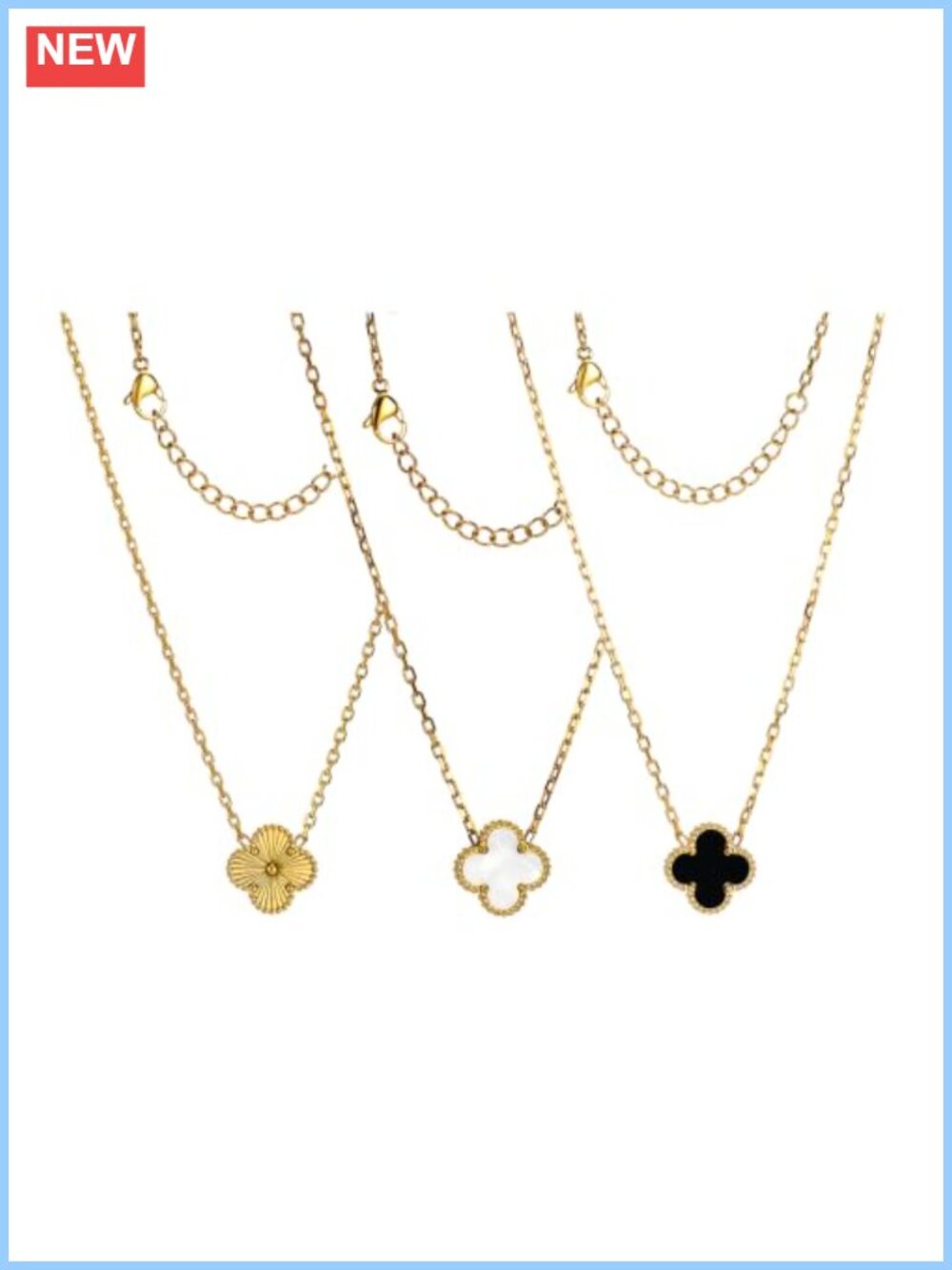 18K Gold Plated Clover Pendant Necklace Hypoallergenic Women's Jewelry Gift